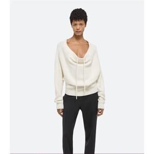 Helmut Lang Ruched Dolman Sleeve Sweater in Ivory Size Small